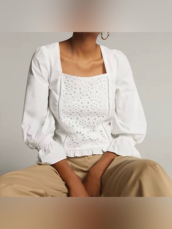 Anthropologie Tops - Anthropologie Maeve Sera Eyelet Blouse Sz small